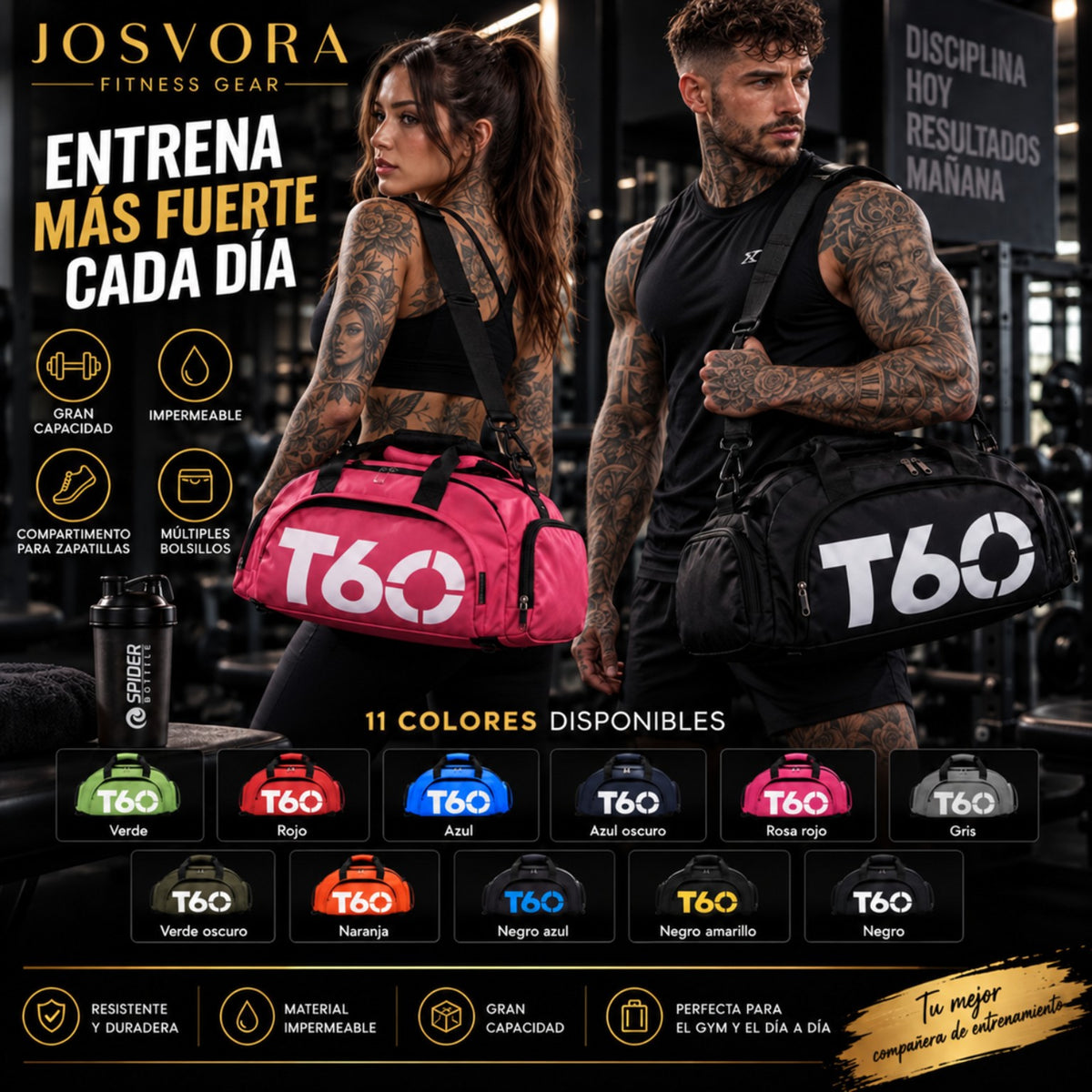 Portada de mochila unisex de gimnasio T60