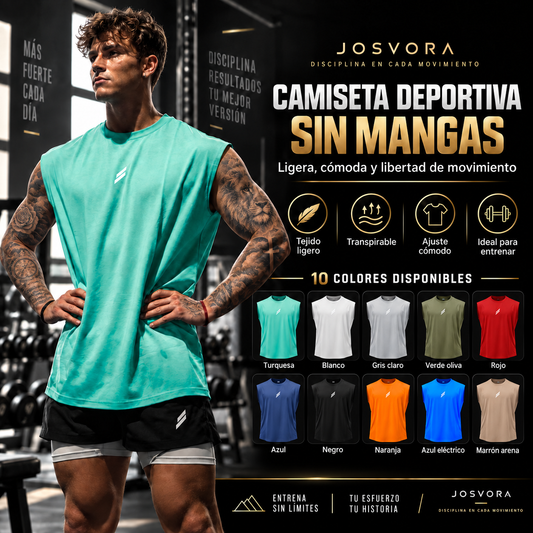 Portada de Camiseta Gym Sin Mangas con modelos tatuados