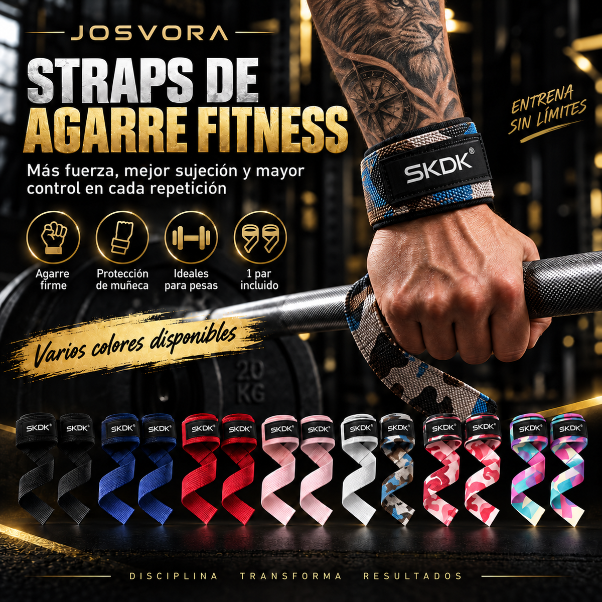 Portada de Straps Fitness Ajustables con modelo tatuado