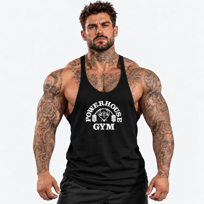 Camiseta de tirantes Negro/blanco/logo grande con el mismo modelo tatuado